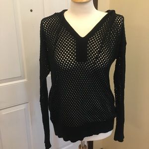 Mossimo Black Hooded Long Sleeve Top